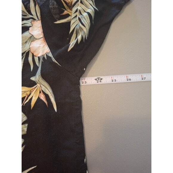 Original Island Sport  Hawaiian Mens Button Up Shirt Medium Black Floral Beach - Picture 6 of 7
